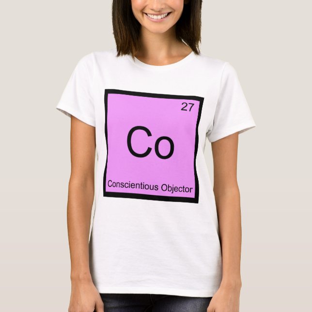 T-shirt Elemento de Química do Objetor Co - Conscientista (Frente)
