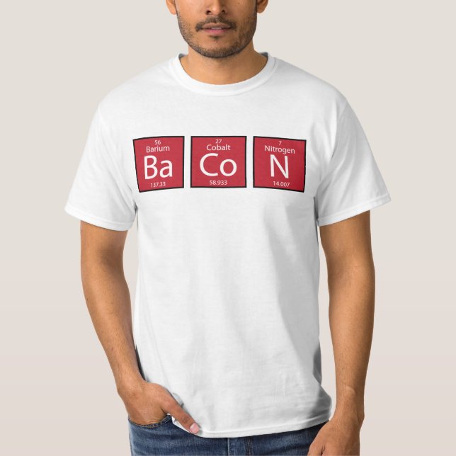 T-shirt Elementos do bacon (Frente)
