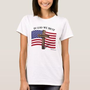 T-shirt Em Deus Nós Confiamos com a Bandeira dos EUA