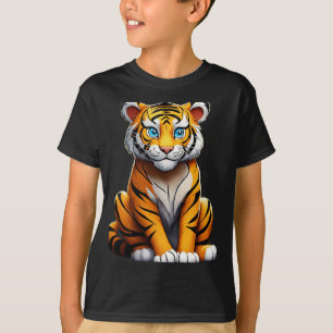 T-Shirt em Equipe de Tigre e Super-Herói