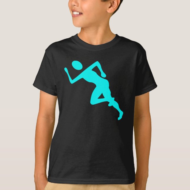 T-shirt Em Execução - Ciano (Frente)