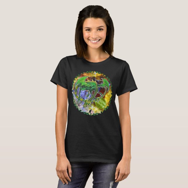 T-Shirt Emerald Cosmic Dragon (Frente Completa)