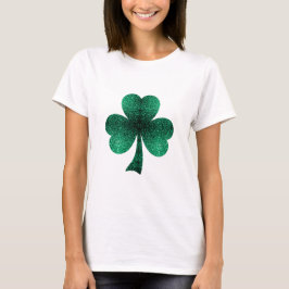 T-shirt Emerald Green Sparkles Shamrock Clover Ruas no Dia