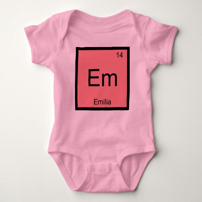 T-shirt Emilia Name Chemistry Elemento de Química Mesa Per (Frente)