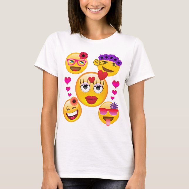 T-shirt Emoji bonito enfrenta para miúdos e adultos (Frente)
