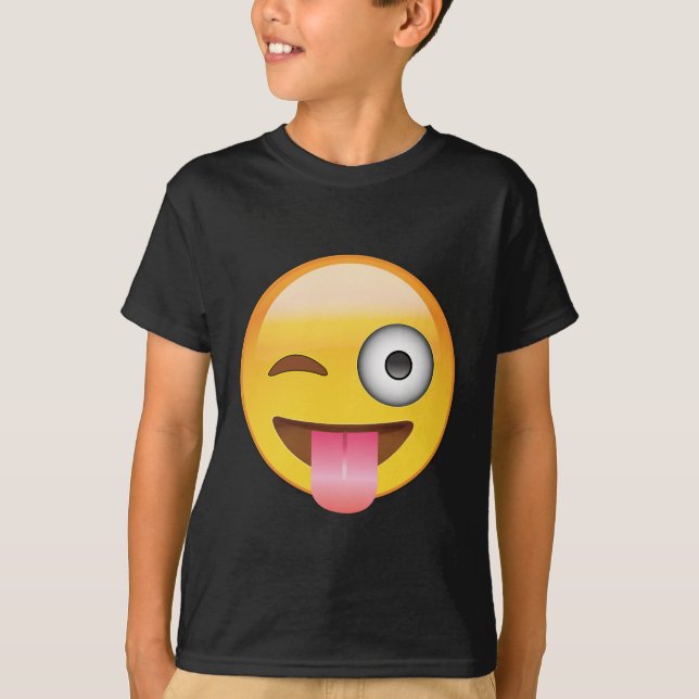 T-shirt Emoji - cara com língua (Frente)