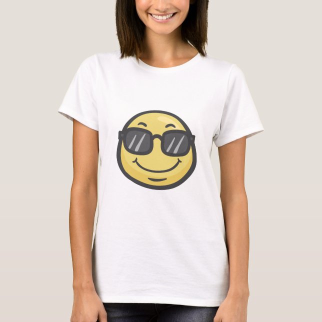T-shirt Emoji: Cara de sorriso com óculos de sol (Frente)