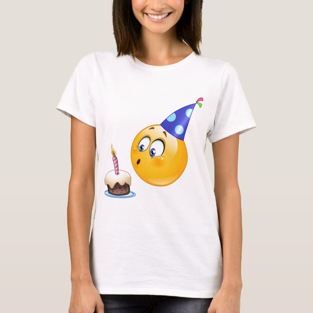 T-shirt emoji de aniversário (Frente)