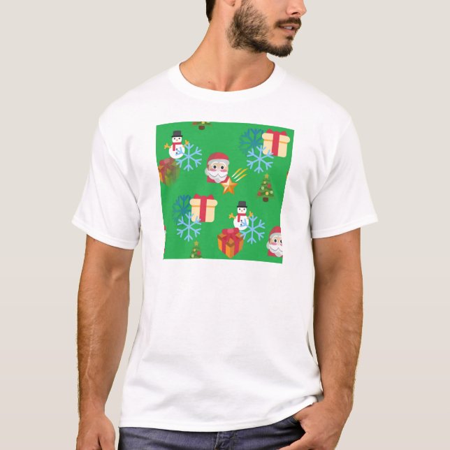 T-shirt emoji de natal verde (Frente)