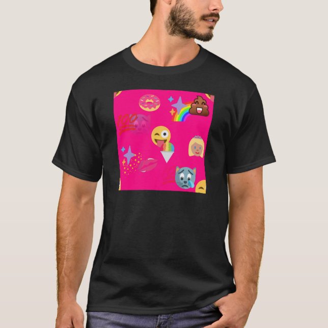 T-shirt emoji rosa quente (Frente)