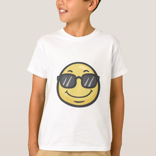 T-shirt Emoji: Rosto Sorridente Com Óculos Solares (Frente)
