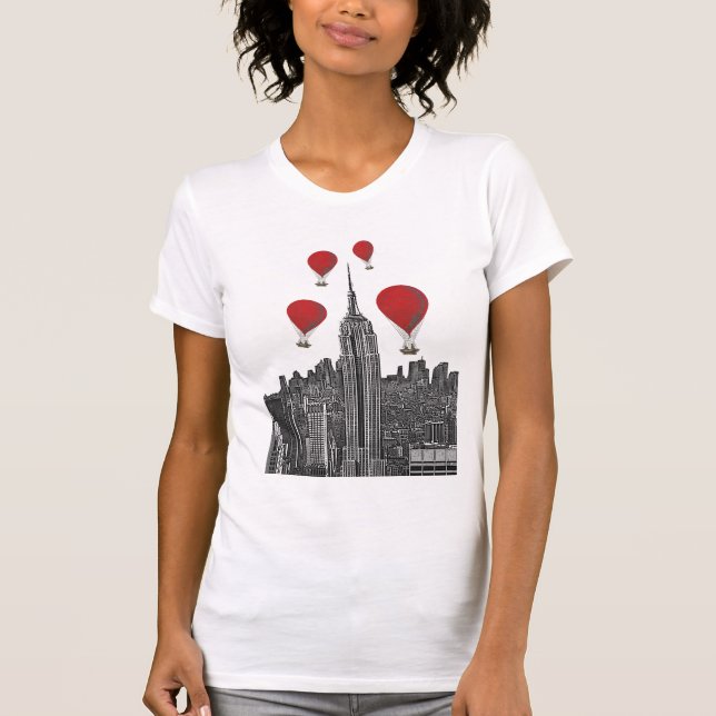 T-shirt Empire State Building e Red Hot Air Balloons (Frente)
