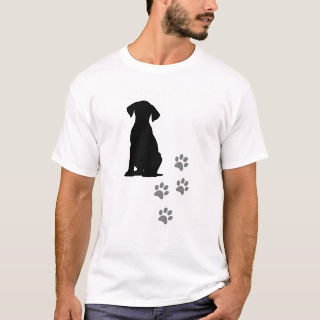 T-Shirt Empreintes de Pattes & Chien Mignon – Dog  (Frente)