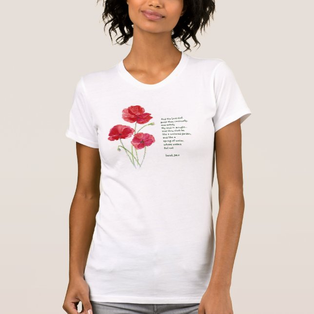 T-shirt Encorajar Escritura Isaiah Poppy Garden Flor (Frente)