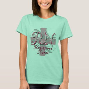 T-shirt Enfermeira diplomada, redemoinhos cor-de-rosa da