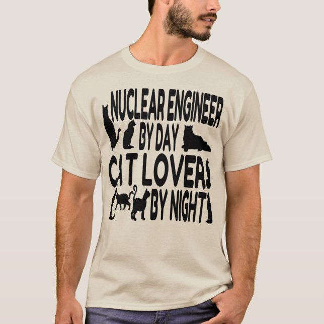 T-shirt Engenheiro Nuclear Cat Lover (Frente)