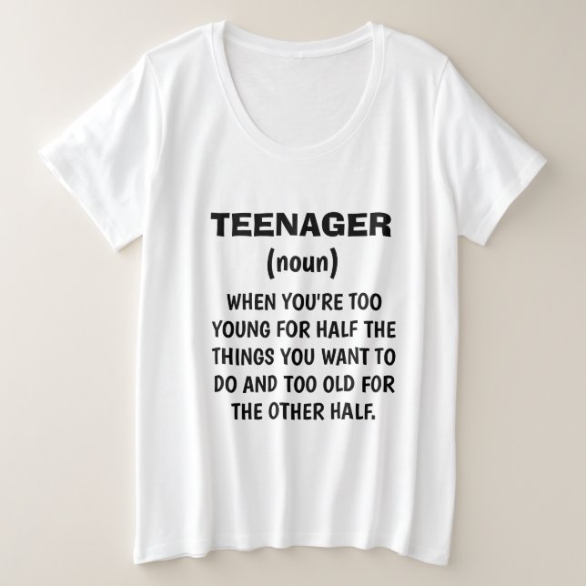 T-shirt engraçada "DEFINIÇÃO DE ADOLESCENTE" (Frente do Design)