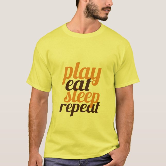 T-shirt Engraçada Para Os Jogadores Jogam Comer Sl (Frente)