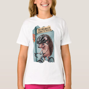 T-shirt engraçada, porco num capacete