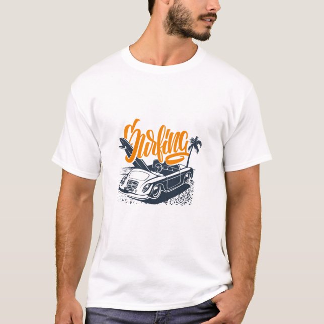 T-shirt engraçada surfando (Frente)