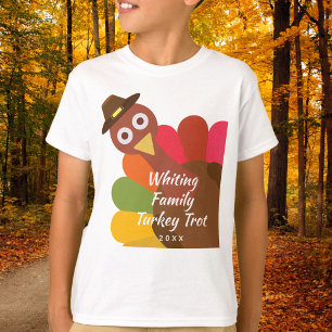 T-shirt Engraçado Ação de Graças Turca Trot Matching F