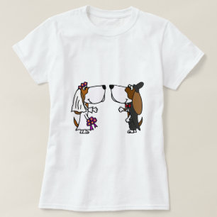 T-shirt Engraçado Basset Hound Bride e Arte de Casamento