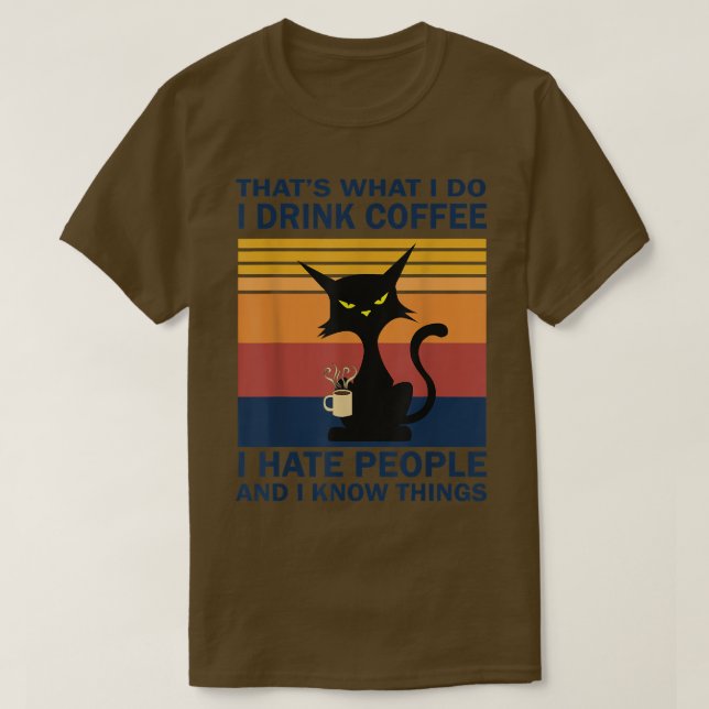 T-Shirt Engraçado, Bebendo De Gato (Frente do Design)