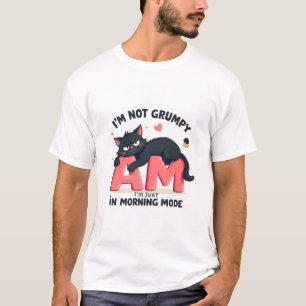 T-Shirt Engraçado Black Cat Morning Mode