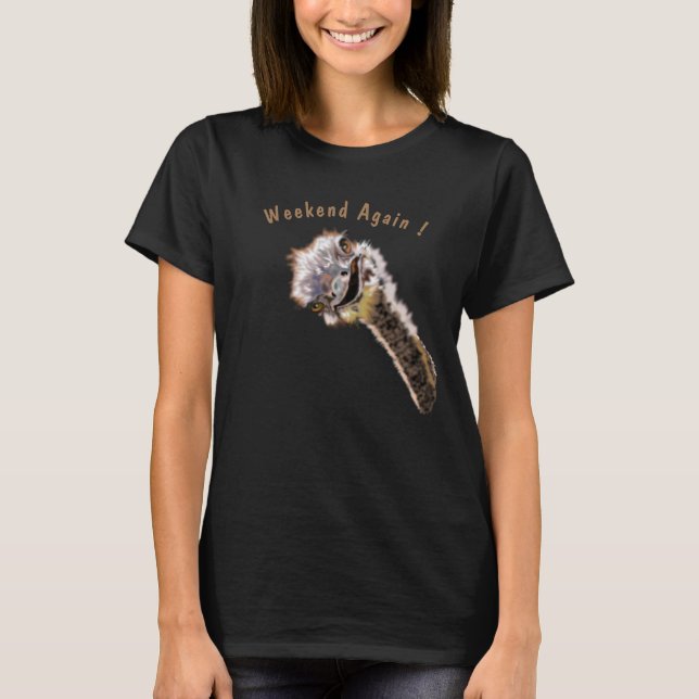 T-Shirt engraçado com avestruz feliz - Texto perso (Frente)