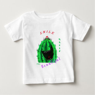 T-Shirt Engraçado com Cactus Feliz - Sorria