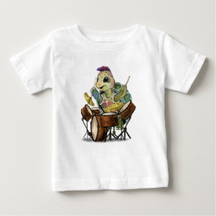 T-Shirt Engraçado com Drummer Tartaruga