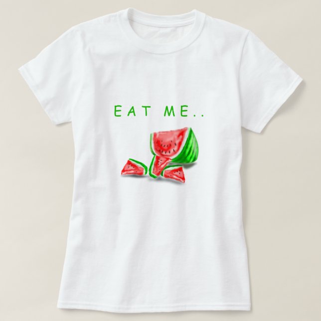 T-Shirt engraçado com melancia - Texto personaliza (Frente do Design)