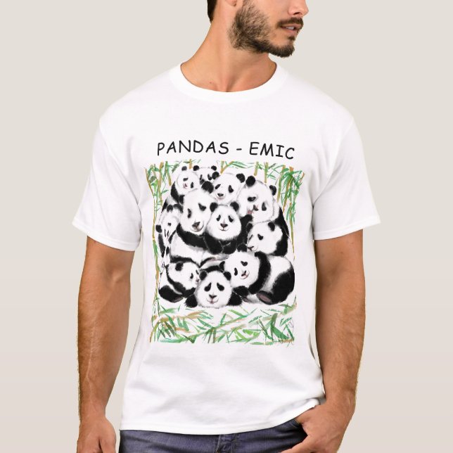 T-Shirt Engraçado com Pandas - Texto Personalizado (Frente)