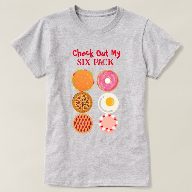 T-Shirt Engraçado com Seis Pacotes (Frente do Design)