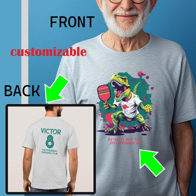 T-Shirt Engraçado com T-Rex (Great gift for Grandads, pickleball T-rex playing pickleball)