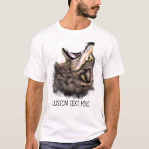 T-Shirt Engraçado com Texto Personalizado e Lobo