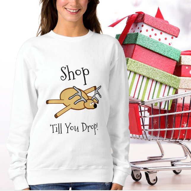 T-shirt Engraçado Comprar Natal, Senhoras (Funny Christmas Shopping, Ladies Sweatshirt)