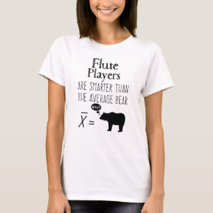 T-shirt engraçado da flauta - urso médio