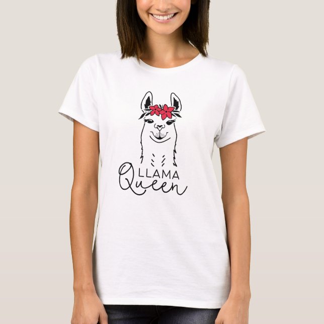T-shirt engraçado da rainha do lama para meninas (Frente)