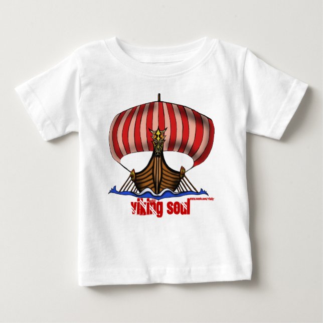 T-shirt engraçado do bebê do navio de Viking (Frente)