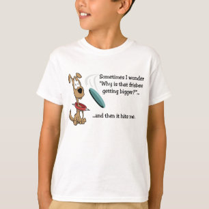 T-shirt engraçado do cão do Frisbee