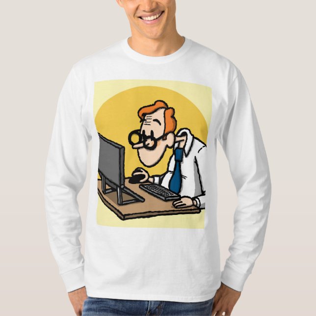 T-Shirt Engraçado do Geek do Office Worker - Nerd  (Frente)