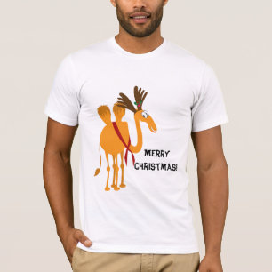 T-shirt engraçado do Natal - camelo no terno da