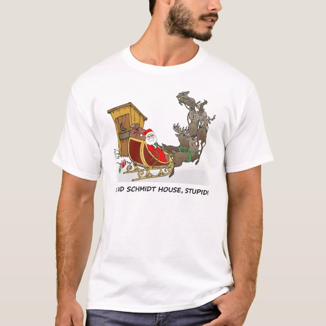 T-shirt engraçado do Natal da casa de Schmidt (Frente)