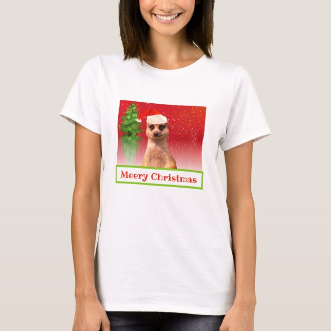T-shirt engraçado do Natal do Natal de Meerkat (Frente)