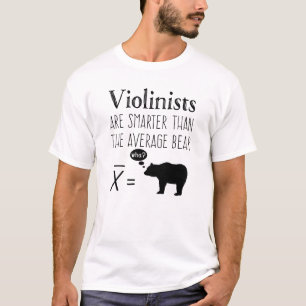 T-shirt engraçado do violino - urso médio