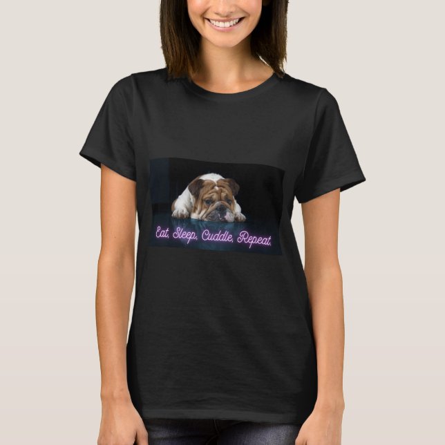 T-shirt Engraçado Dog Impressão - Coma a Cama do S (Frente)