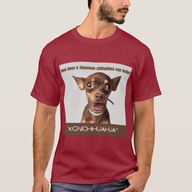 T-shirt Engraçado Dog Impressão Como um Japonês (Frente)