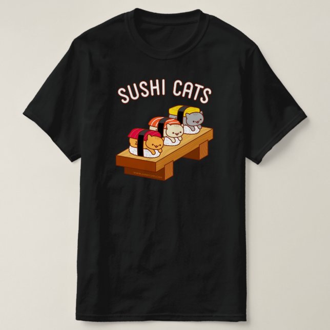 T-Shirt Engraçado - GATOS SUSHI (Frente do Design)