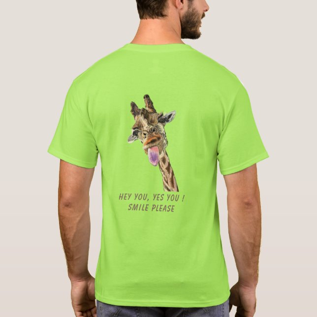 T-Shirt Engraçado Girafa - Texto Personalizado (Verso)